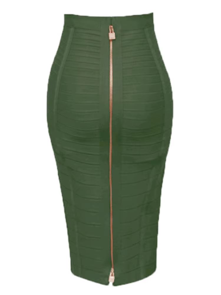 16 couleurs Sexy solide fermeture éclair Orange bleu noir rouge jupe de pansement femmes élastique m