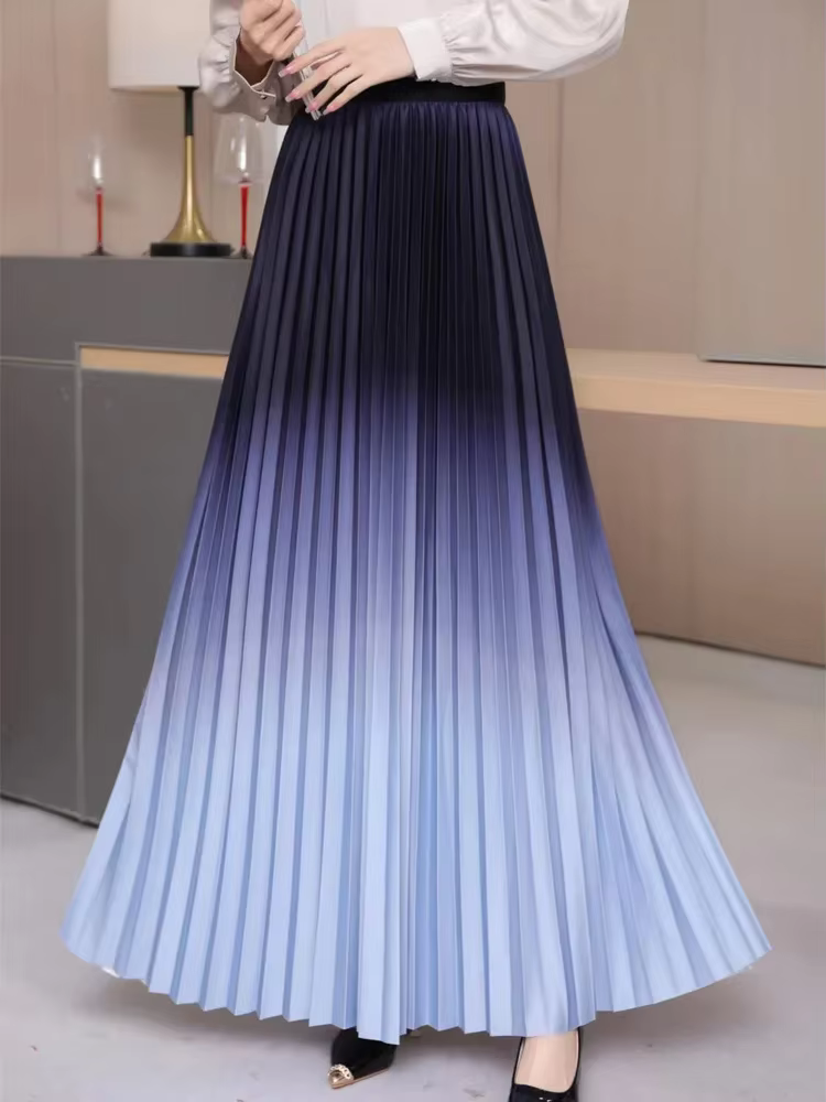 Jupe longue plissée longueur au sol pour femme, maxi, décontractée, patchwork, élégante, document ni