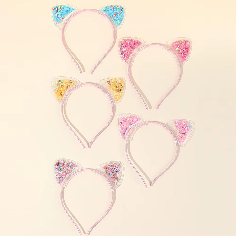 5 pièces chat oreille bandeau mignon étoile brillant paillettes bandeaux doux PVC oreille princesse 
