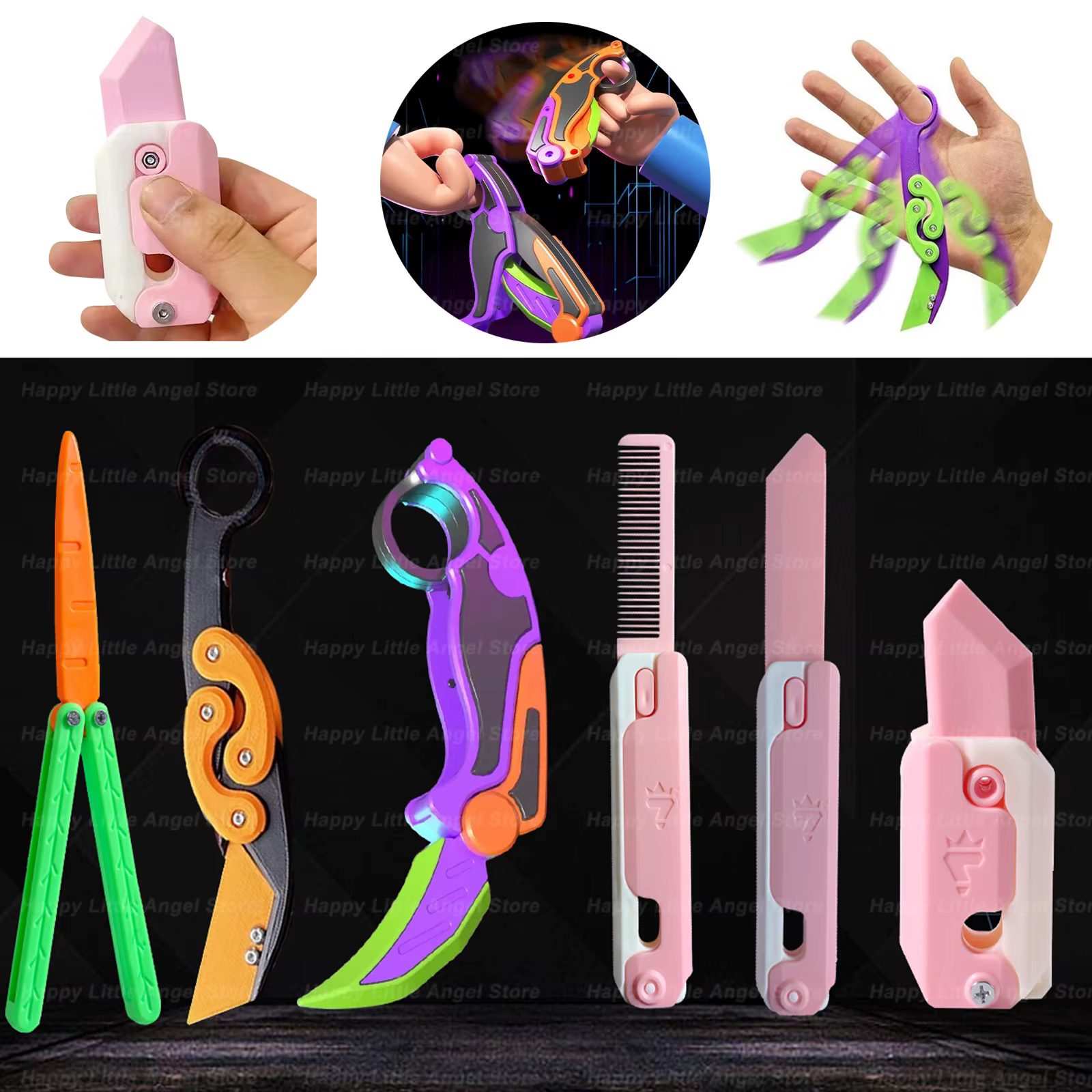 Nouveau couteau à griffes papillon en plastique d'impression 3D, couteau à gravier de carottes, joue