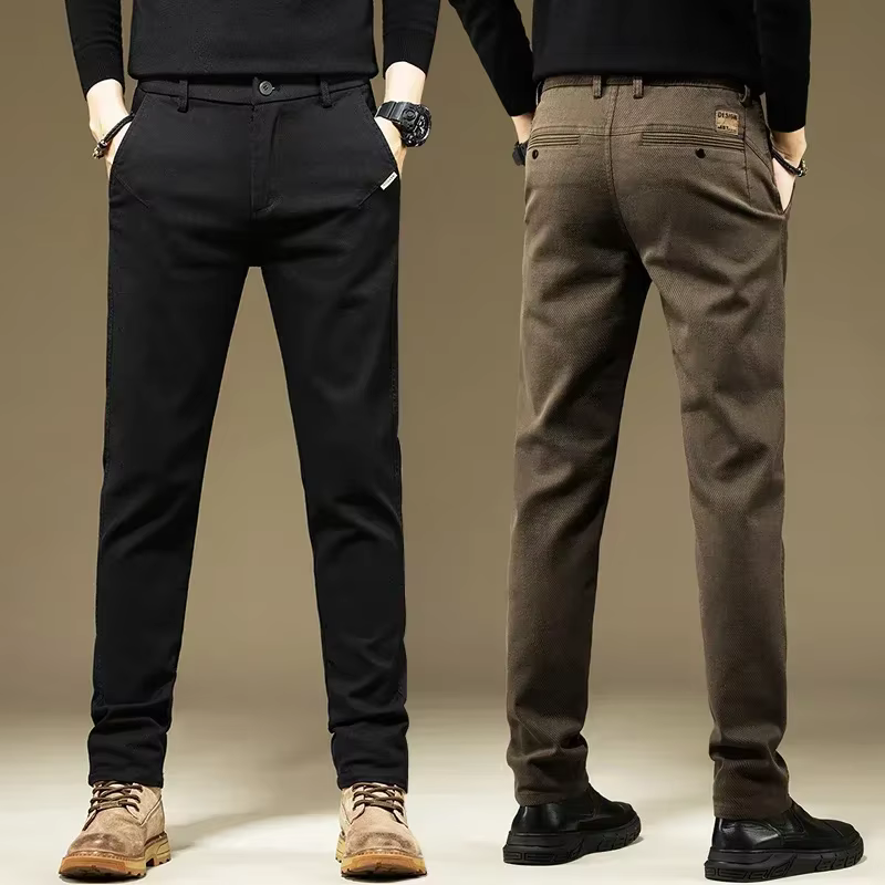 KUBRO hommes pantalons décontracté coton couleur unie printemps automne droit affaires travail panta