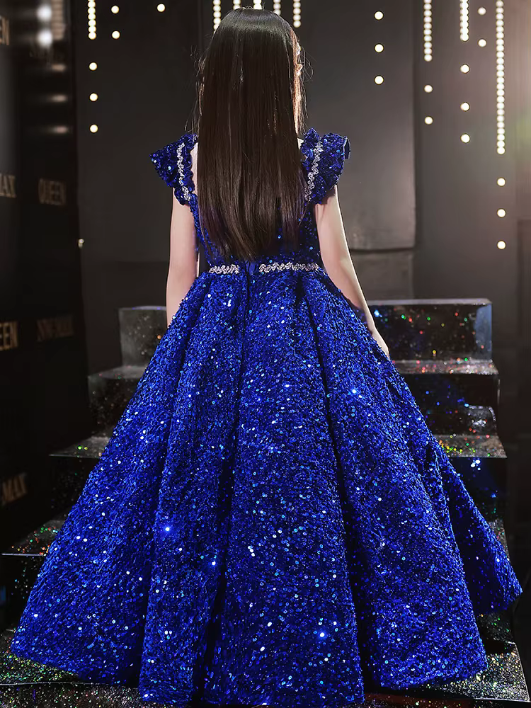 Robe de Princesse Longue à Paillettes pour Fille, Tenue de Bal Élégante, Cadeau d'Anniversaire, Mari