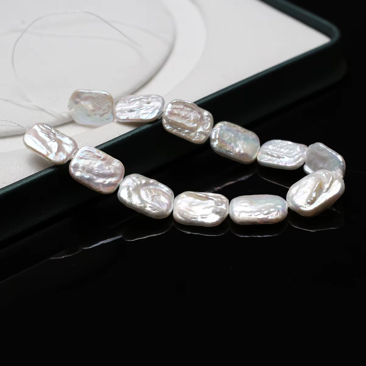Perles rectangulaires 12x16mm, 18cm, fil de perles d'eau douce naturelles pour la fabrication de bij
