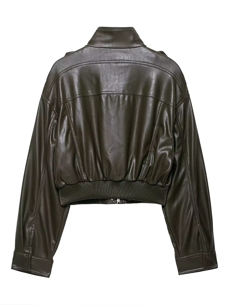 Nouvelles Vestes Courtes Décontractées en Similicuir Chic pour Femme, Coupe Ample avec Fermeture Écl
