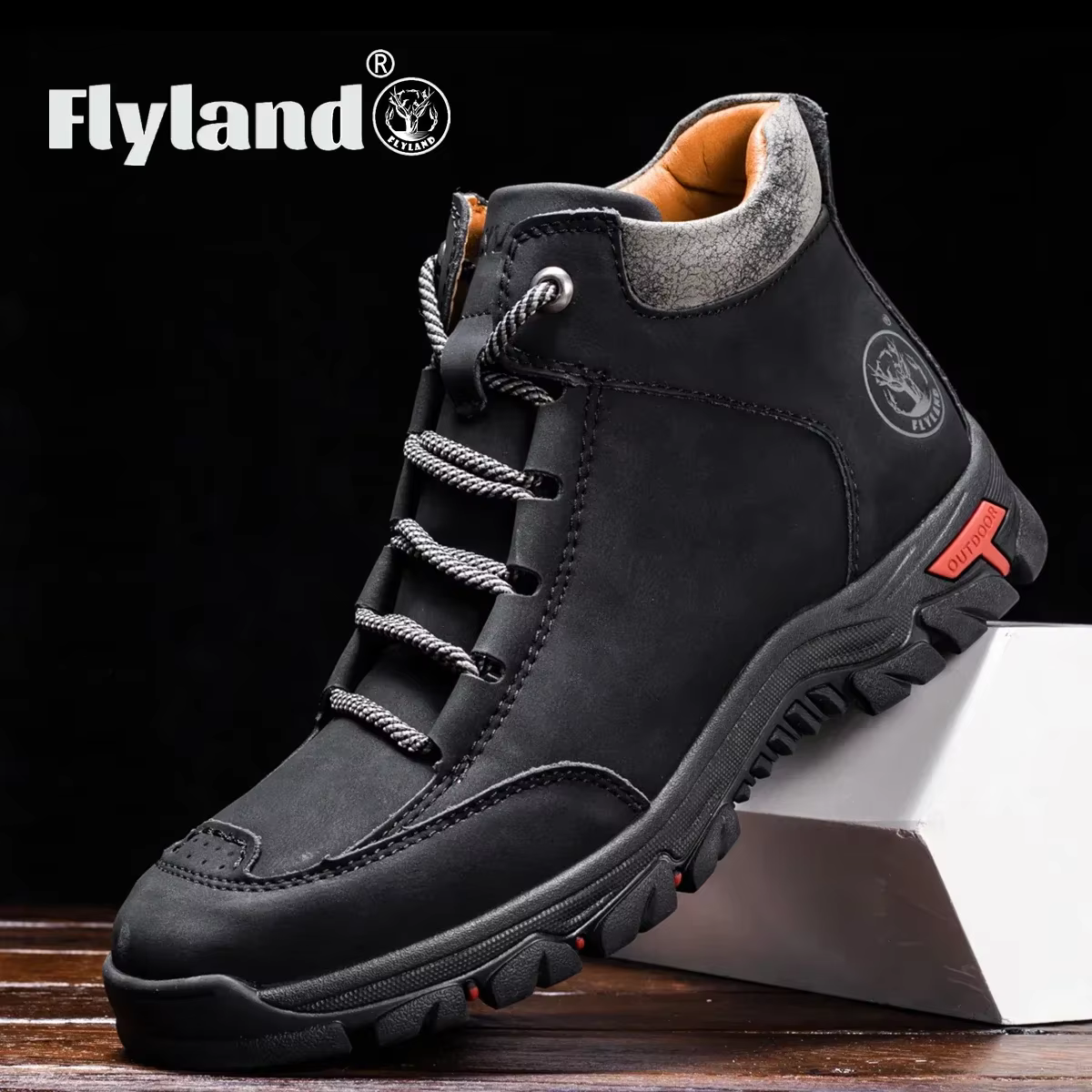 FLYLAND-Bottes de rinçage pour hommes, chaussures classiques en cuir, décontractées, faites à la mai