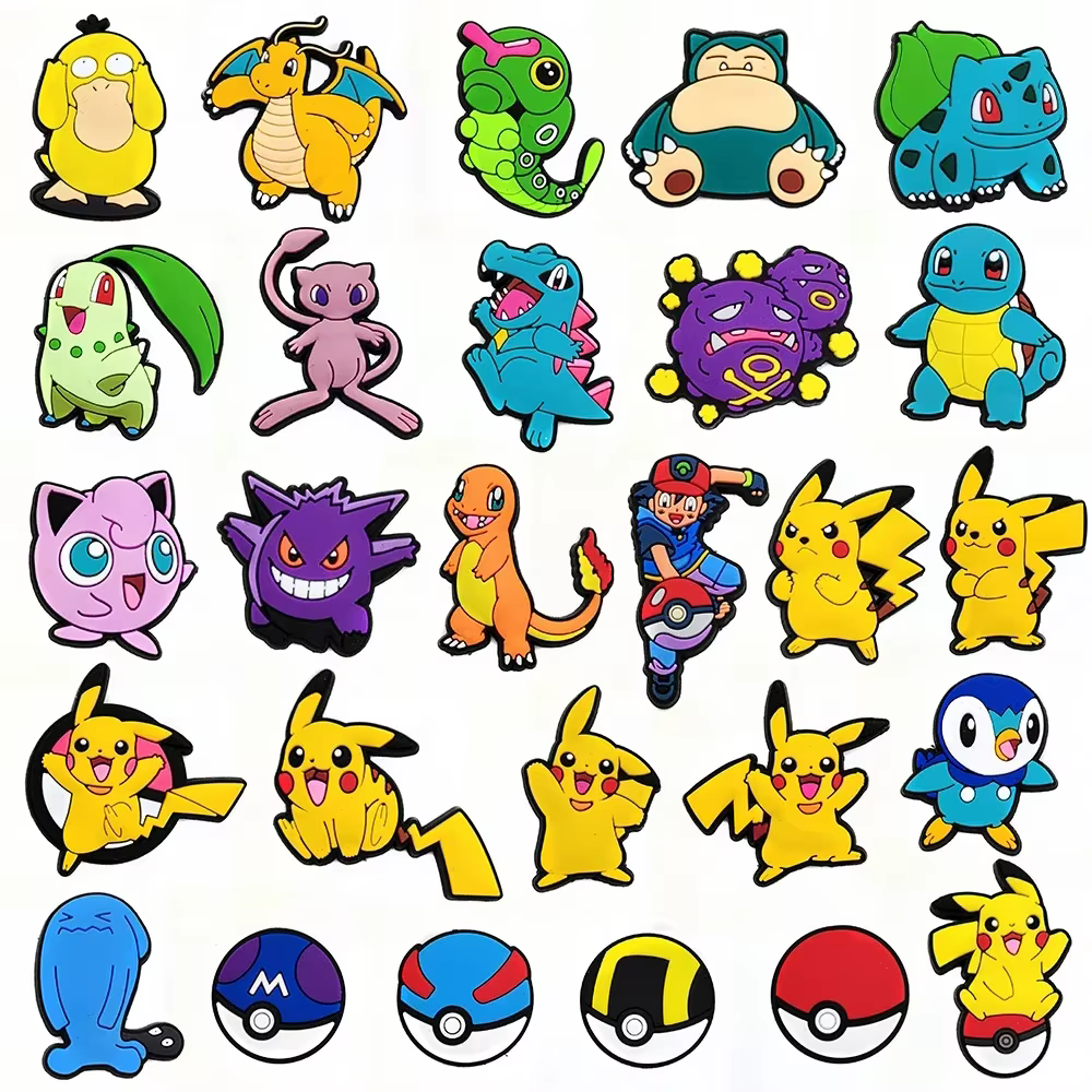 Breloques de chaussures Pokemon Pikachu pour sabots, sandales, décoration en PVC, accessoires de cha