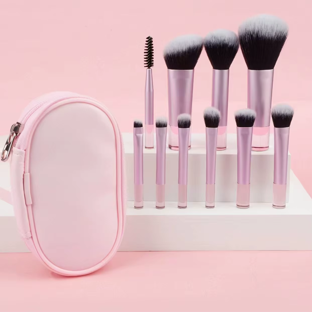 Ensemble de mini pinceaux de maquillage pour le visage, 10 pièces, portables, format voyage, disponi