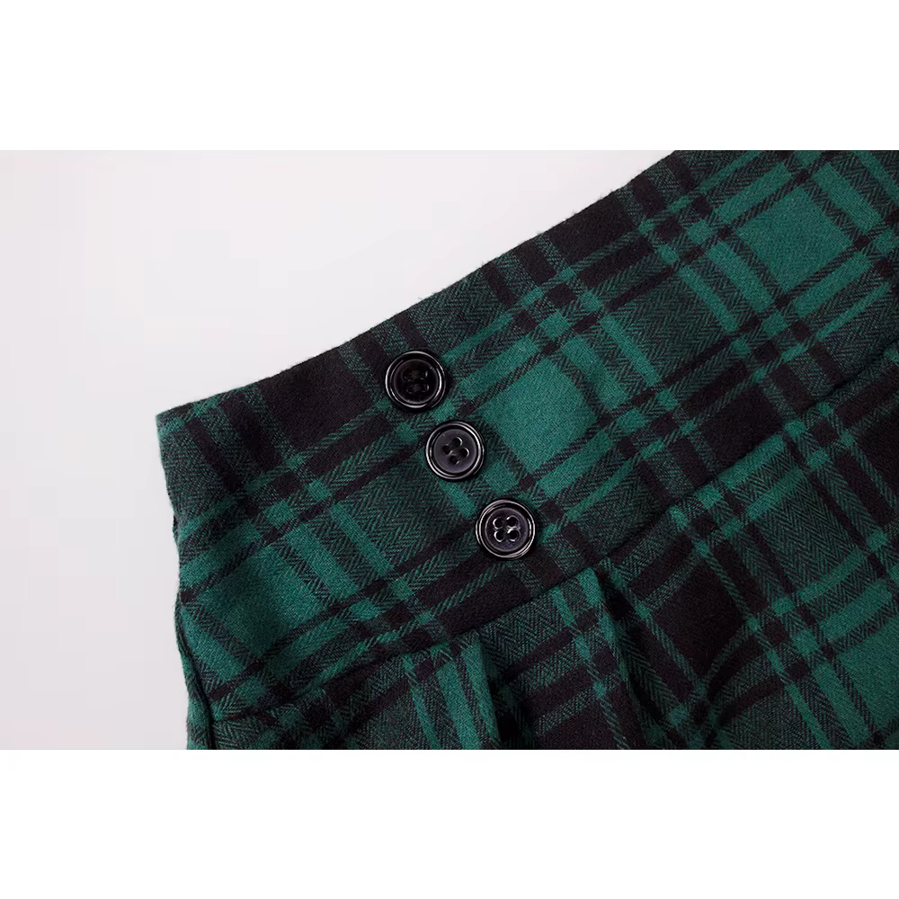 SISHION 2025 automne nouveau une ligne boutons pivotants longue Midi Vintage Jupe SS0037 rouge vert 