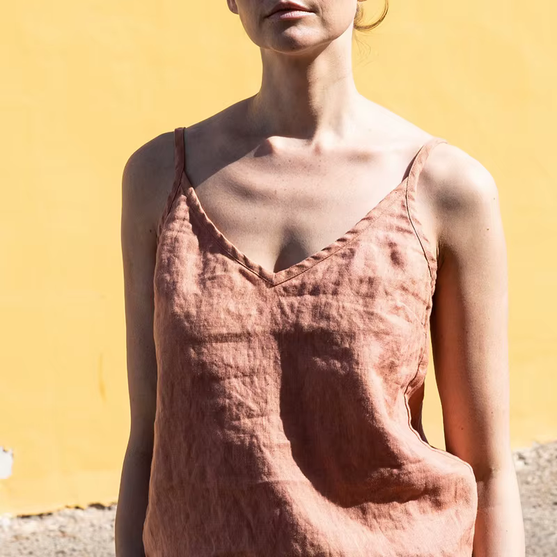 Haut en lin de coton vintage pour femmes, haut féminin, haut féminin cuasal pour filles, caraco fémi