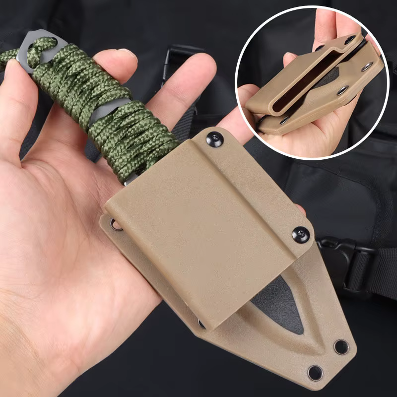 Couteau d'extérieur polyvalent, couteau de poche EDC, lame fixe avec fourreau, couteau de Camping, c