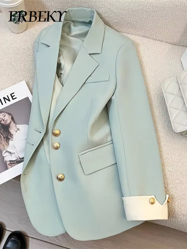 Blazer femme mode coréenne printemps automne nouvelle couleur unie costume veste loisirs tempérament