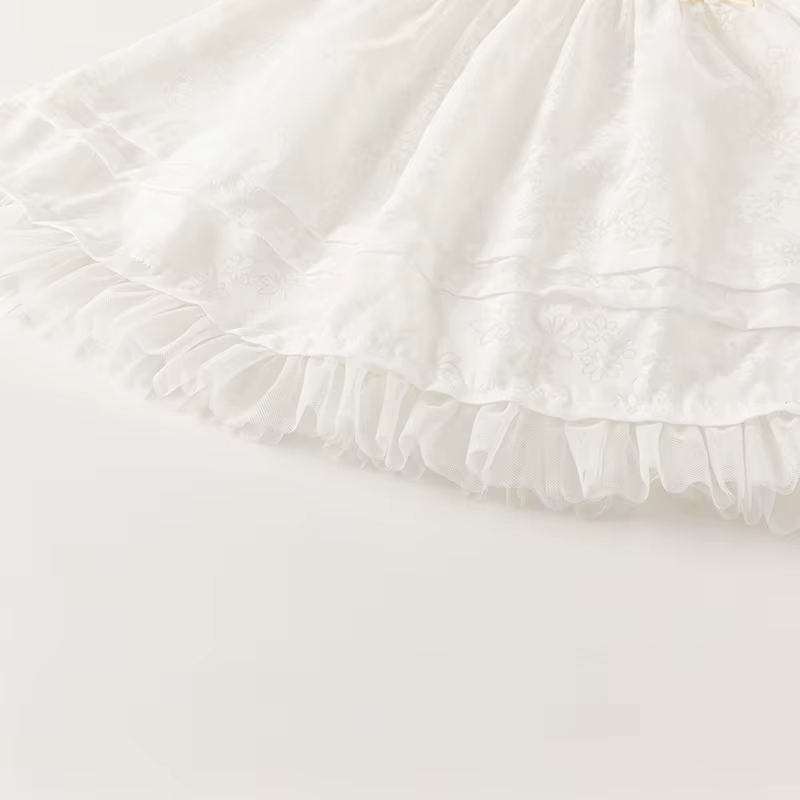 Dave Bella – robe de princesse pour filles, manches bouffantes, breloque en maille blanche, Noble, m