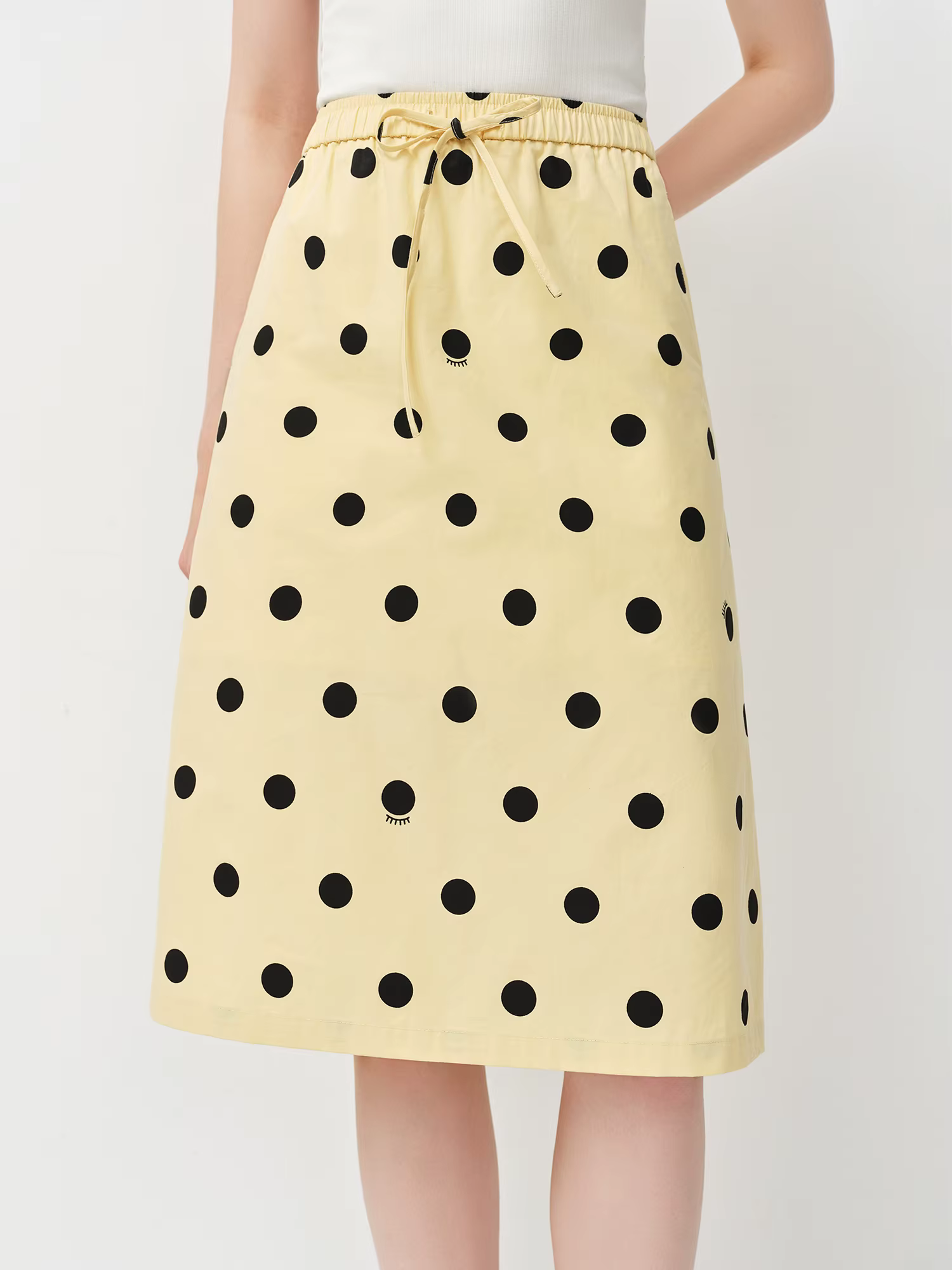 Jupe trapèze droite à pois pour femme, nouvelle collection printemps 2026, style rétro, taille élast