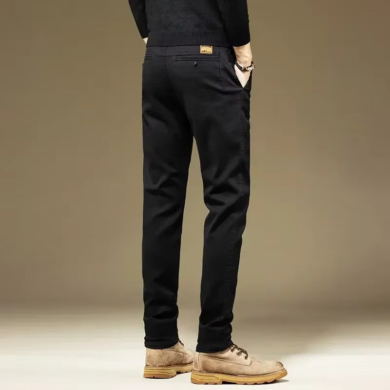 KUBRO hommes pantalons décontracté coton couleur unie printemps automne droit affaires travail panta
