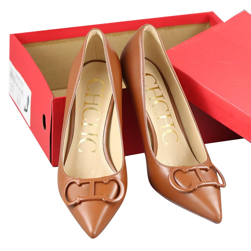 Chaussures de travail polyvalentes à talons hauts pour femmes de la marque CH, couleur unie, bout po