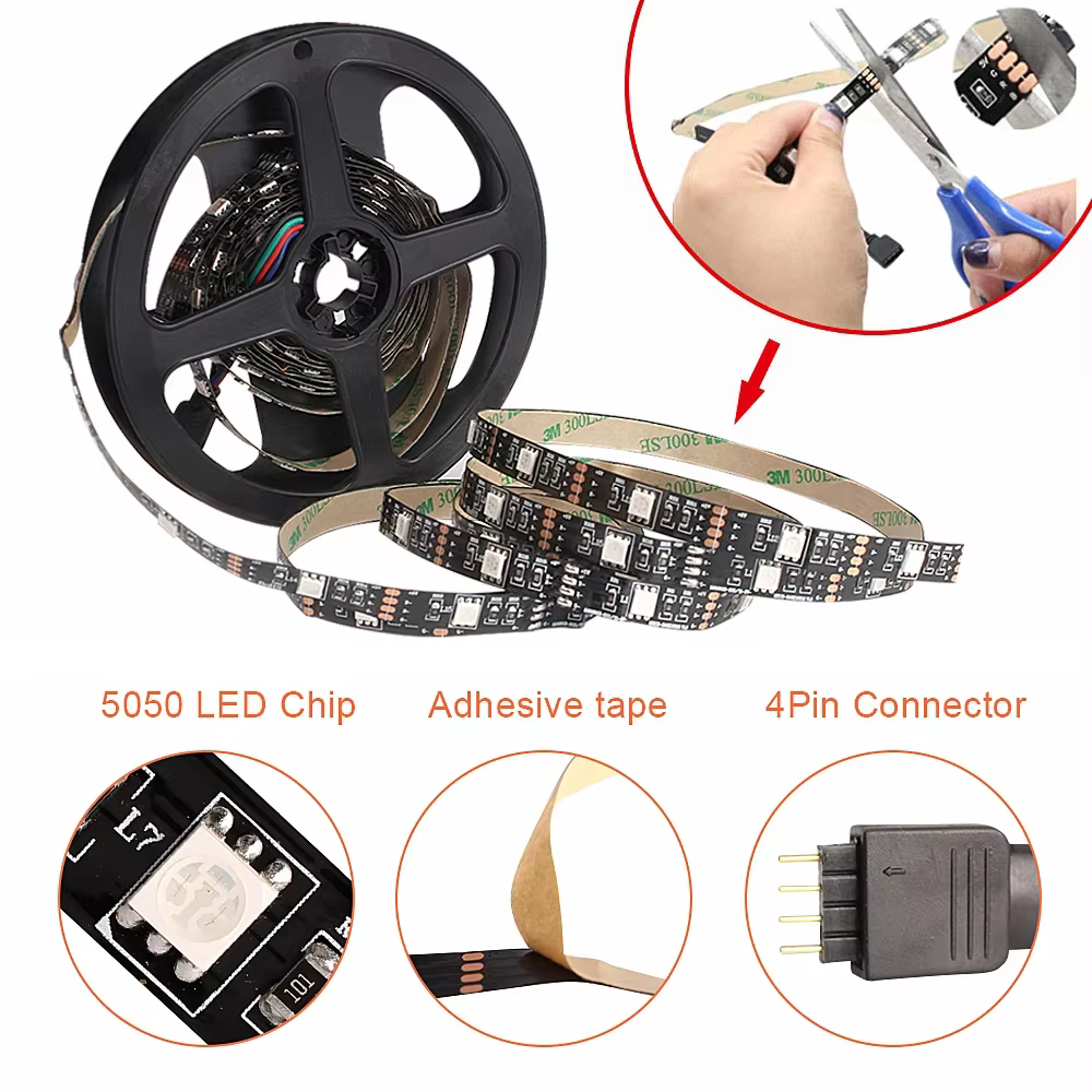 Rétro-éclairage TV Bluetooth USB RGB LED ruban lumineux 1m 2M 3M 4M 5m SMD 5050 Flexible USB DC 5V r
