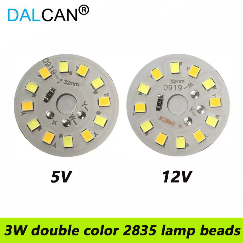 DALLil1-Panneau lumineux LED bicolore, source de lumière, 32mm, 2835 perles de lampe, blanc chaud, 3