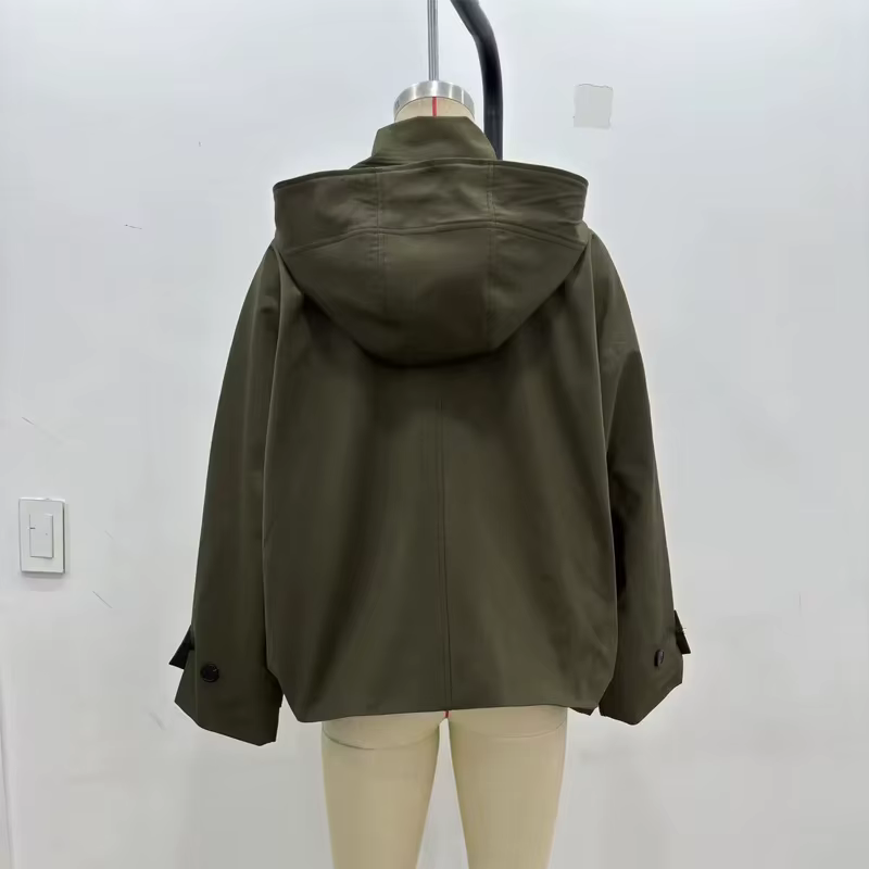 MUJER Trench Coat à capuche pour femme Coupe-vent à manches longues pour femme Nouveau en manteaux e