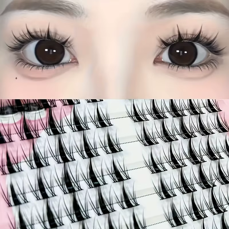 Kit de Faux Cils avec Adhésif et Scellant, Exquis, Noir, Anime, Naturel, ociamique, DIY, Longueur 10