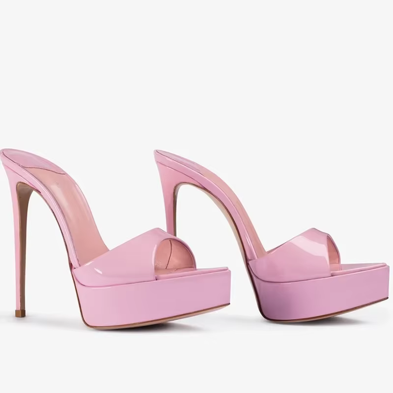 Nouvelles Arrivées : Chaussures Modernes pour Femmes – Mules en Cuir Satiné à Bout Pointu et Talon F