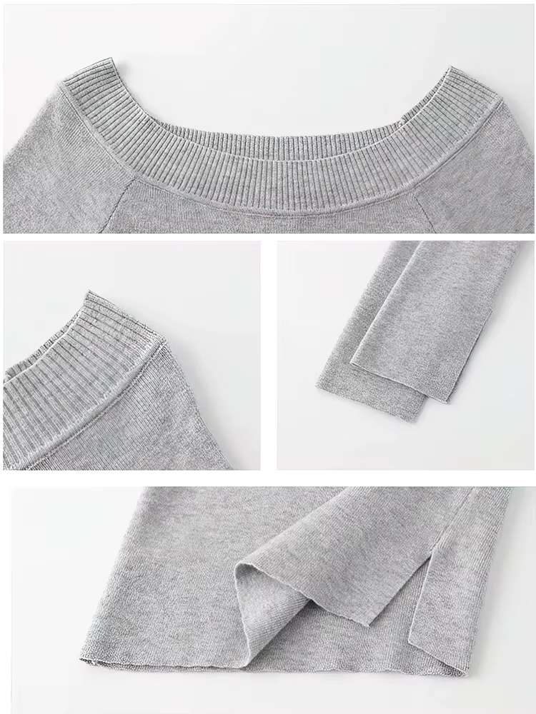 Épaules dénudées à manches longues t-shirt femmes une épaule ajustée basique plaine t-shirt dame fen