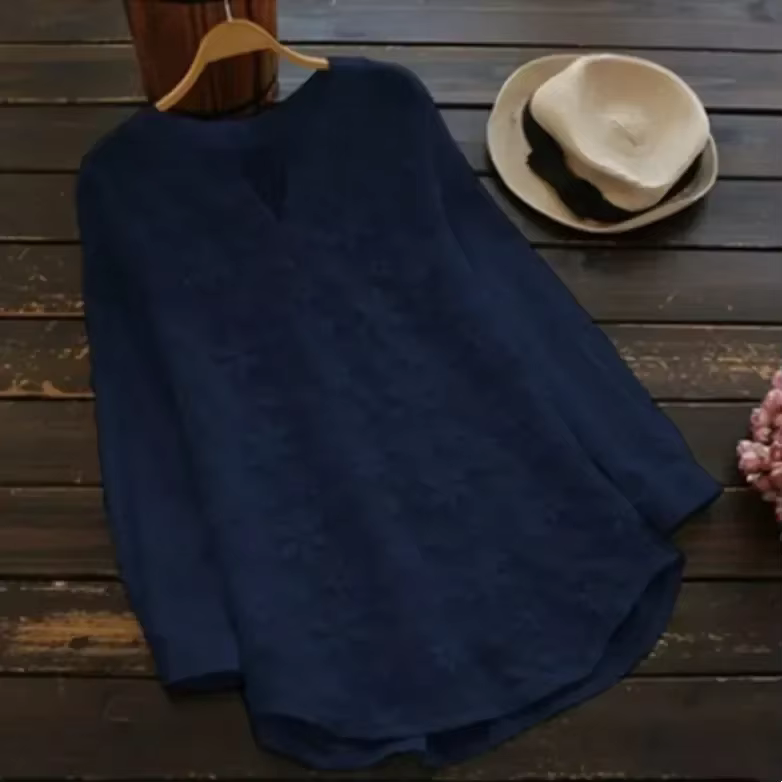 Chemisier en coton et lin brodé pour femmes, décontracté, mode, ample, blanc, chemise élégante, gran