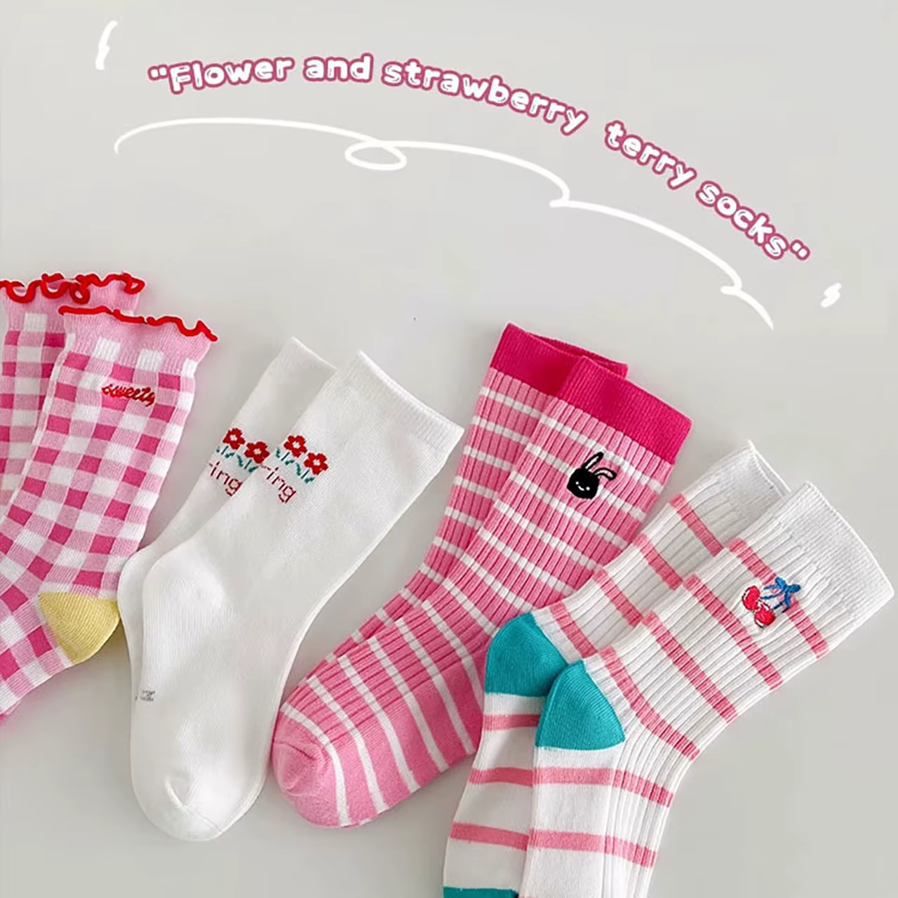 4 paires de chaussettes roses pour filles, chaussettes mi-tube en coton pour enfants, chaussettes co