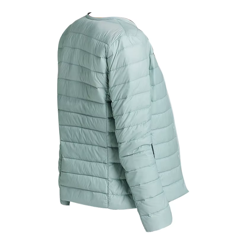 Veste en duvet de canard pour femme, col rond, col en v Variable, garde au chaud, sans col, manteau 