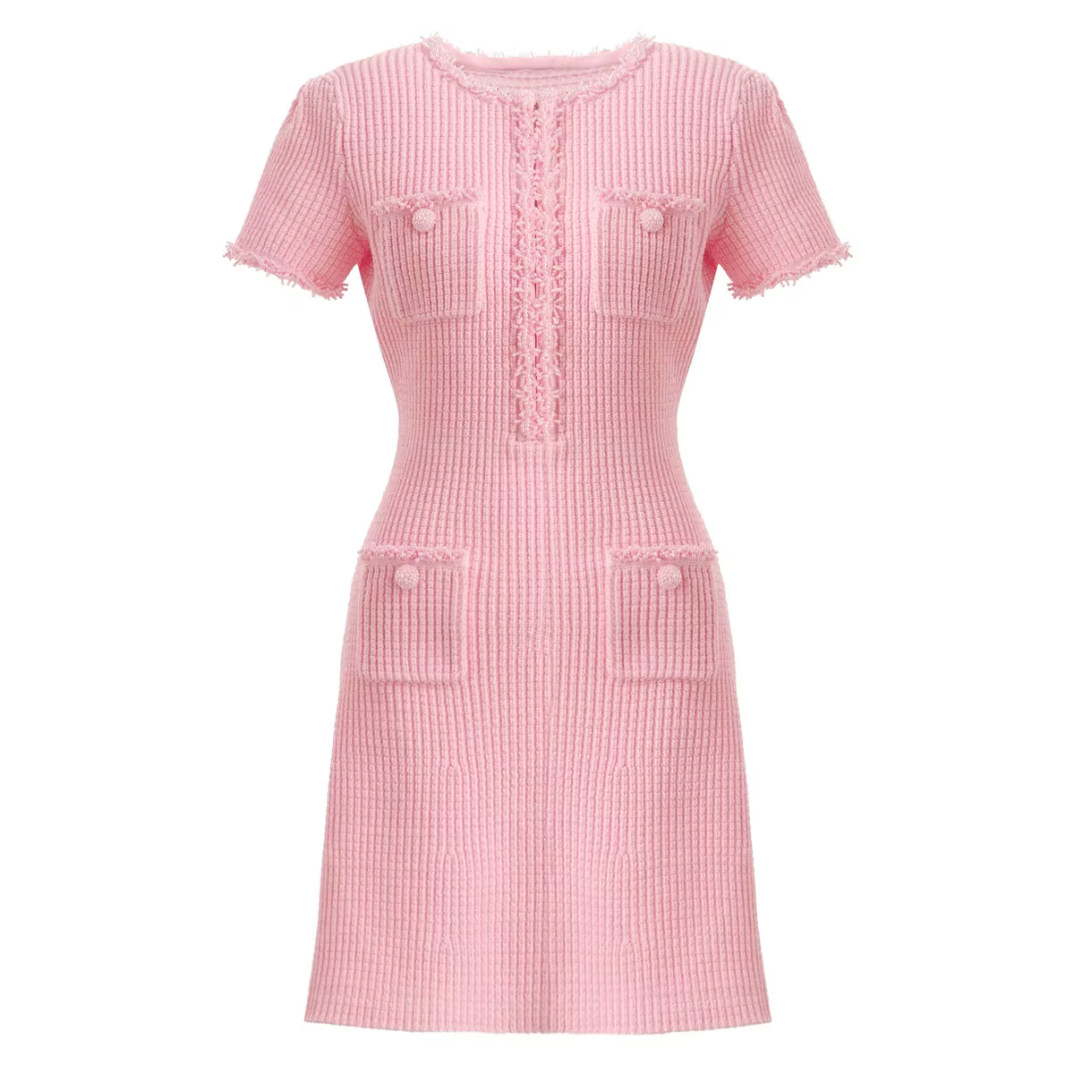 Robe trapèze tricotée pour femmes, haute qualité, nouvelle mode d'été européenne et américaine, perl