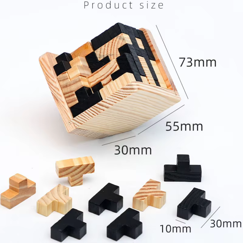 Puzzle Cube 3D Luban, jouet éducatif créatif en bois, cerveau, qi, esprit, jeu d'apprentissage préco