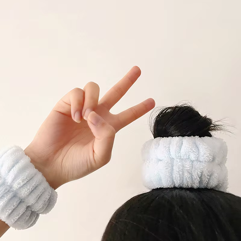 2 pièces réutilisable Spa poignet bandeau doux microfibre serviette bracelets pour laver le visage f