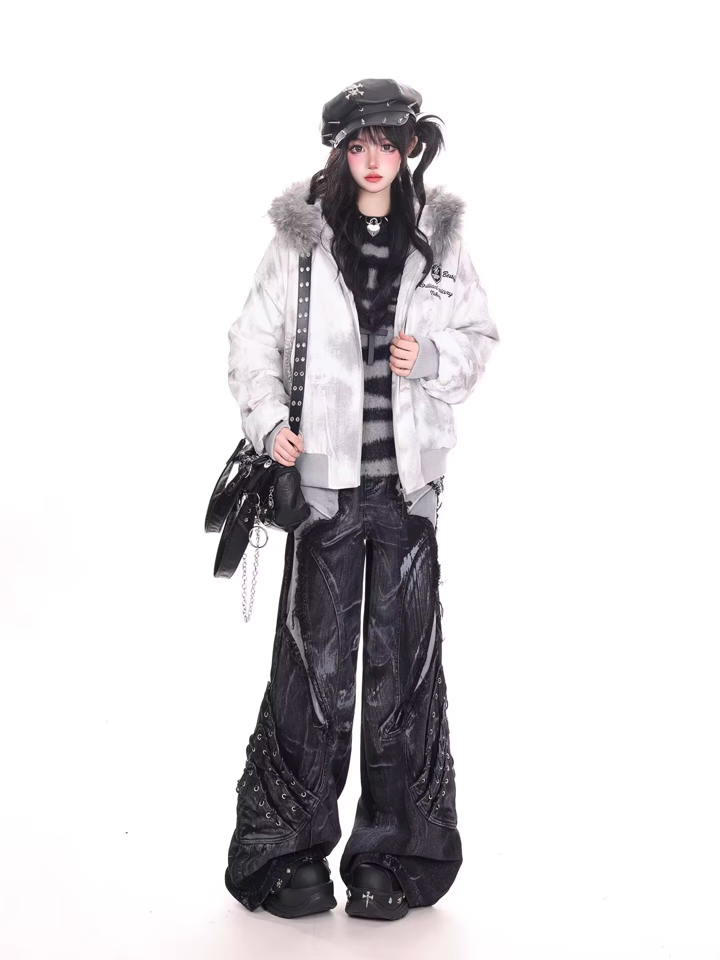 Jean de travail à motif serpent camouflage rétro américain pour filles de rue, hip-hop, ample, jambe