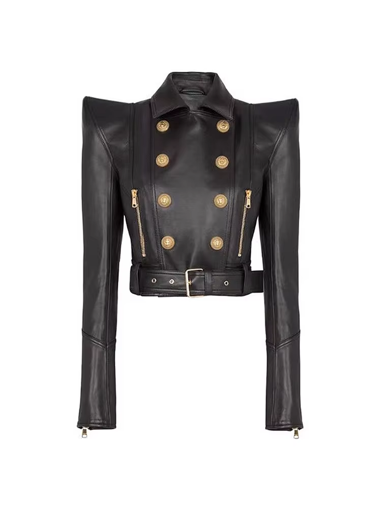 HIGH STREET Nouvelle Collection 2026 Veste de Créateur Femme à Épaules Dénudées, Double Boutonnage,