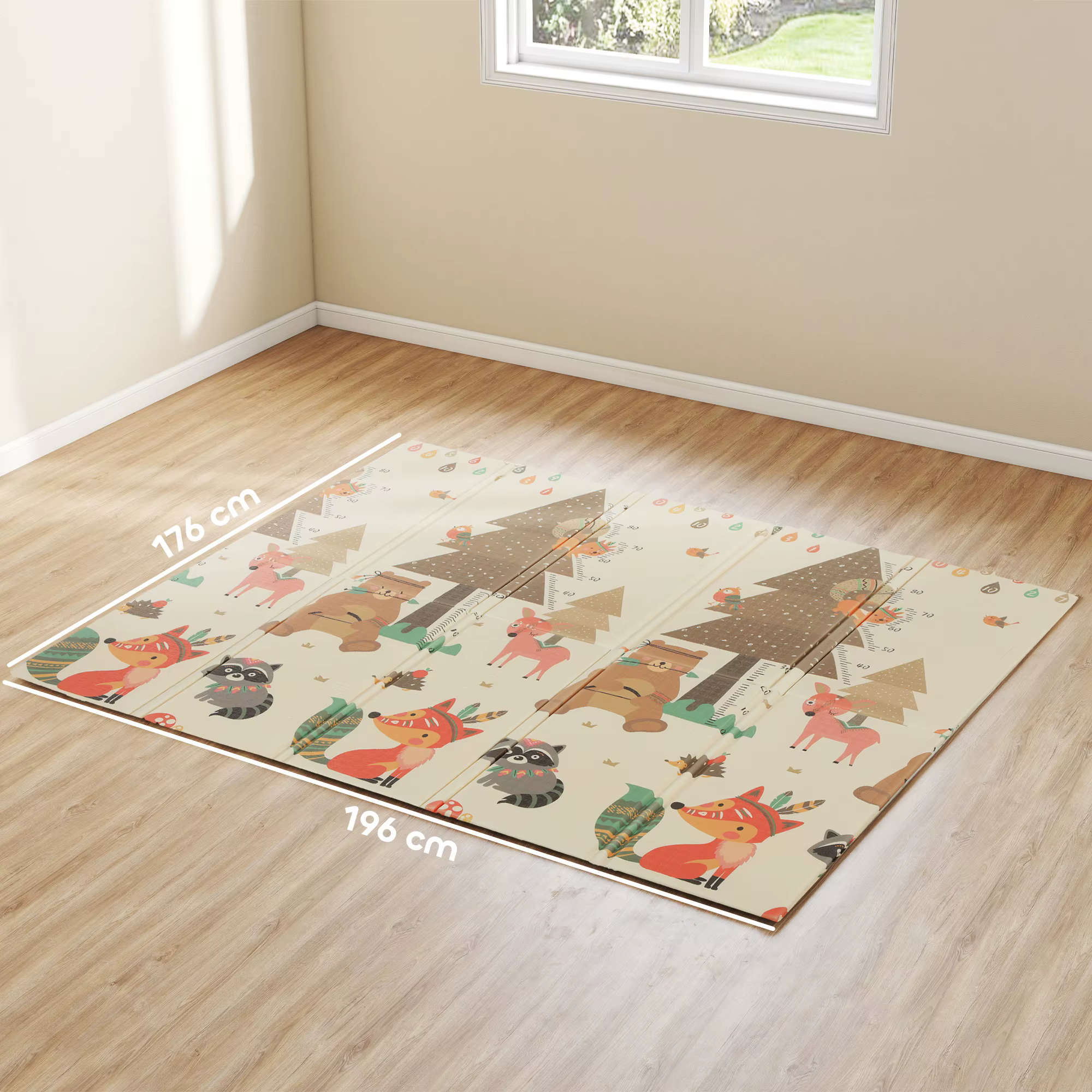 Tapis pour bébé Aiyaplay réversible et pliable, rembourré, 196X176X1.5 cm, double face, imperméable,