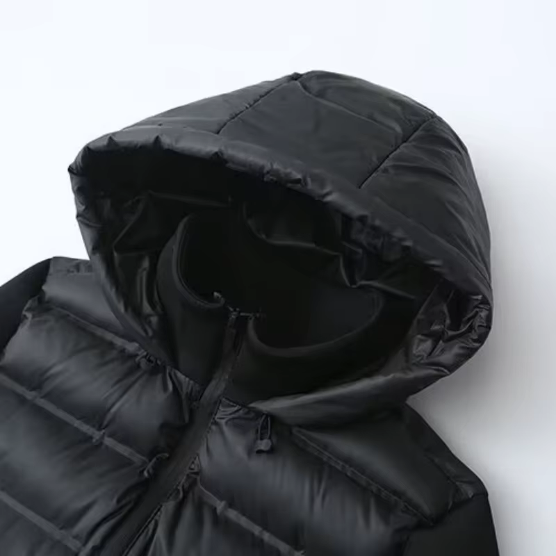 Veste matelassée légère en coton à capuche pour femme, style patchwork décontracté, idéale pour l'au