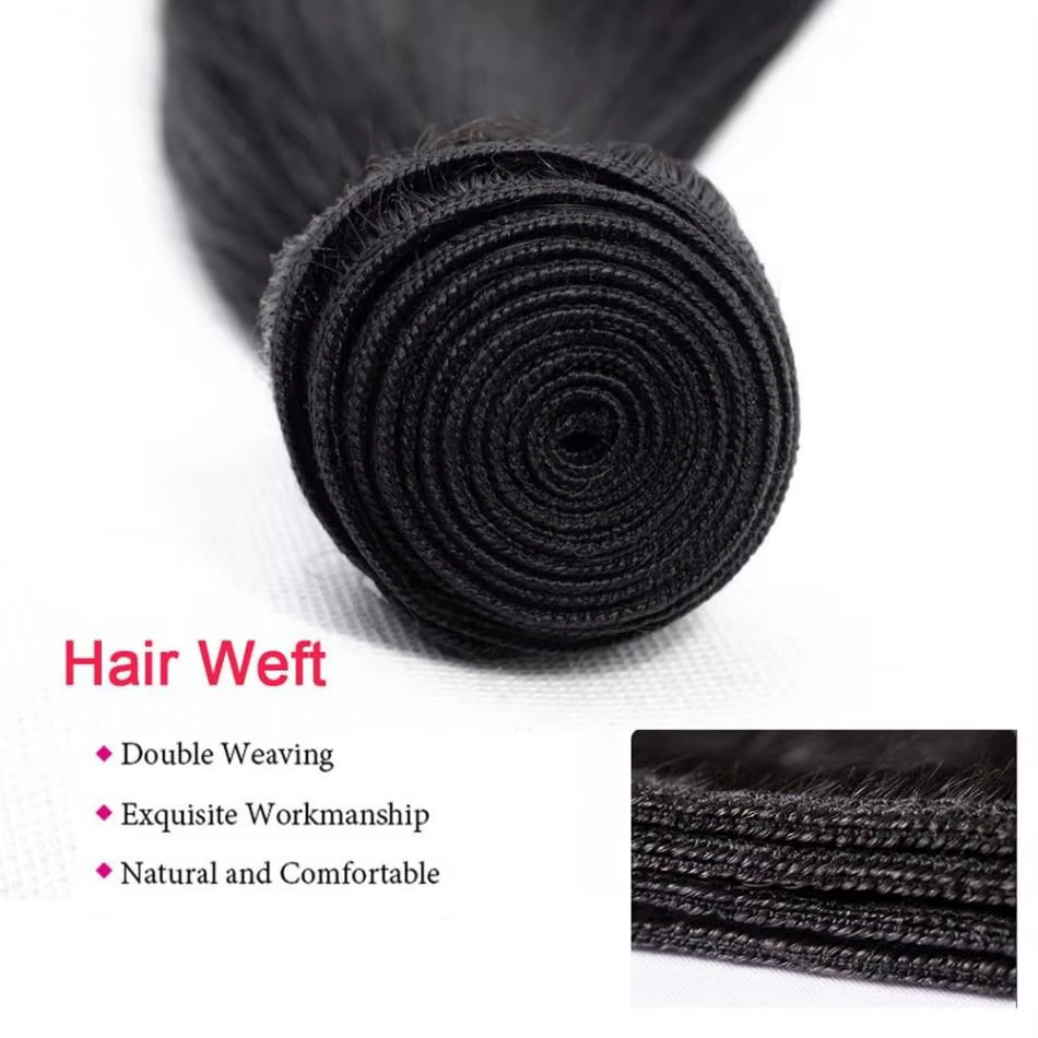 Extensions de cheveux humains vierges lisses et naturels, non traités, en lots de 1/3/4 pièces, 26,