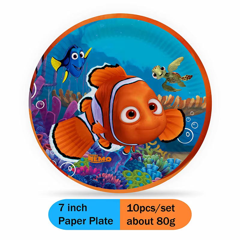 Nemo thème mignon fête Supplie papier tasse assiette en papier vaisselle tourbillons Chliden joyeux 