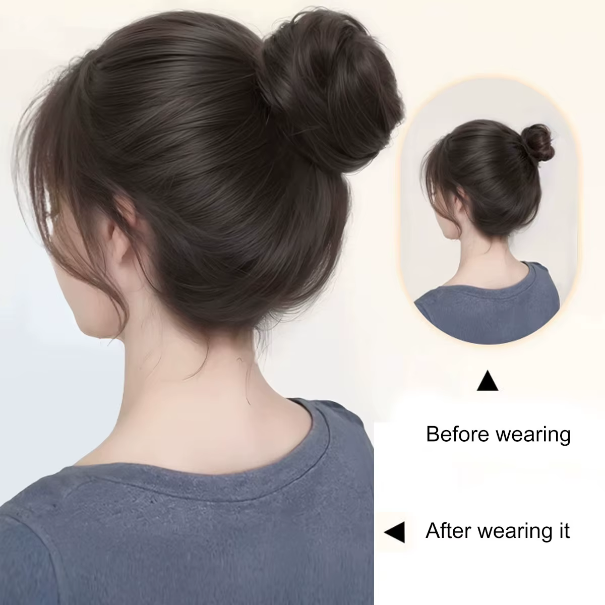 Chignon synthétique avec Clips élastiques circulaires, 1 pièce, perruque de cheveux lisses en forme 