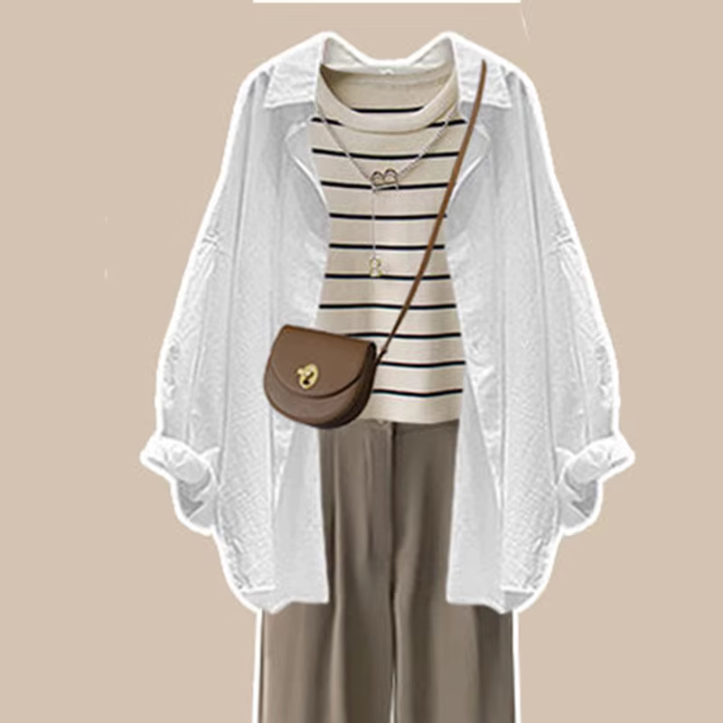 Ensemble débardeur en tricot décontracté et pantalon large pour femmes, taille haute, pantalon large