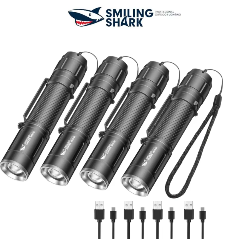 1 pièces souriant requin SD7115 lampe de poche Portable petite torche lumière Rechargeable étanche F