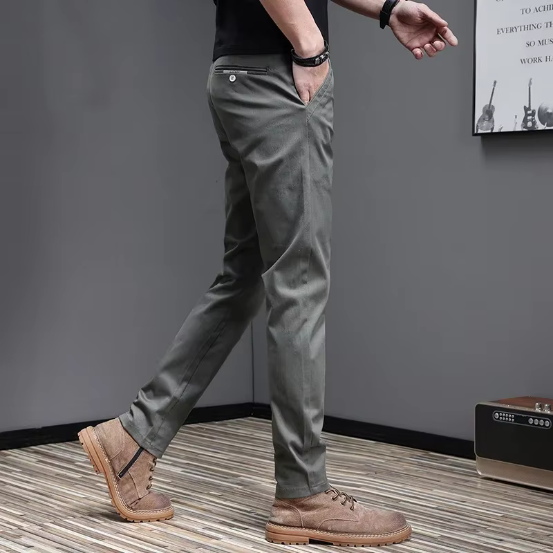 Pantalon décontracté pour homme, 2024 coton, mode coréenne, coupe slim, gris, noir, fjingent, printe