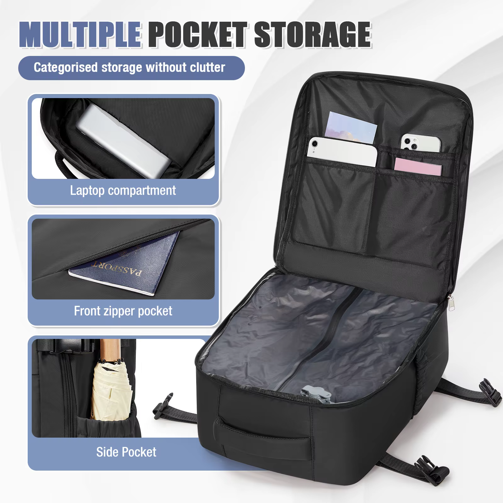 Sac à dos sous vide Ryanair 40x30x20, sac à dos de voyage pour courtes distances, sac de cabine WizA
