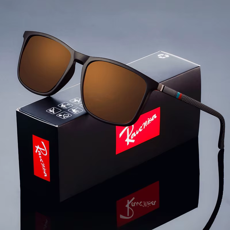 Lunettes de soleil polarisées carrées pour hommes, conduite, pêche, marque de luxe de styliste, UV40
