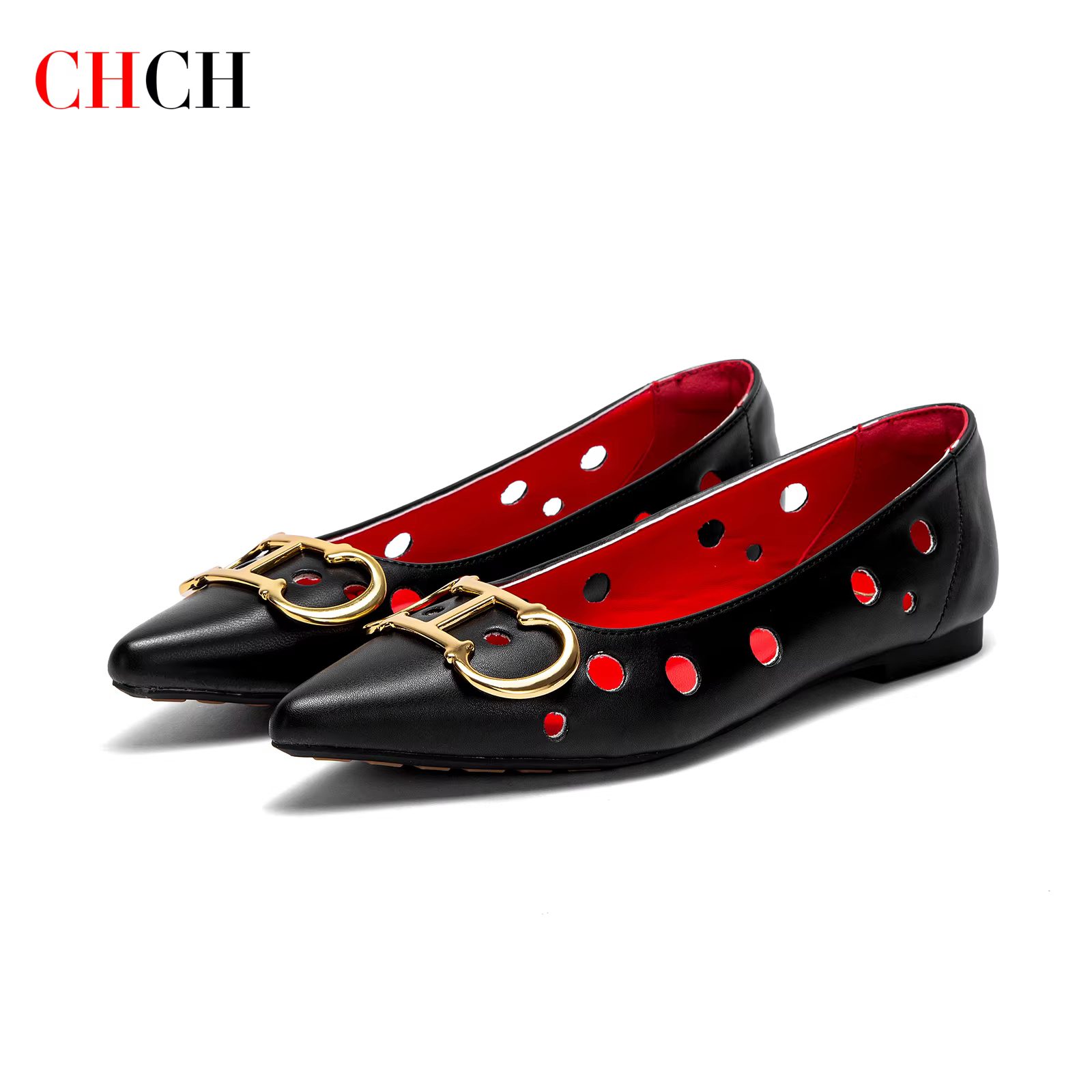 CHCH chaussures plates pour femmes 2025 nouveau Design de poinçonnage chaussures pour femmes pointue