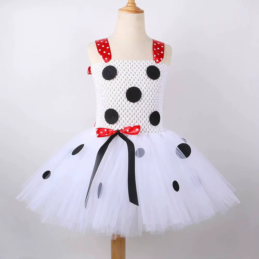 Costumes de chien dalmatien blanc pour bébés filles, robe Tutu de chiot tacheté pour enfants, tenue 