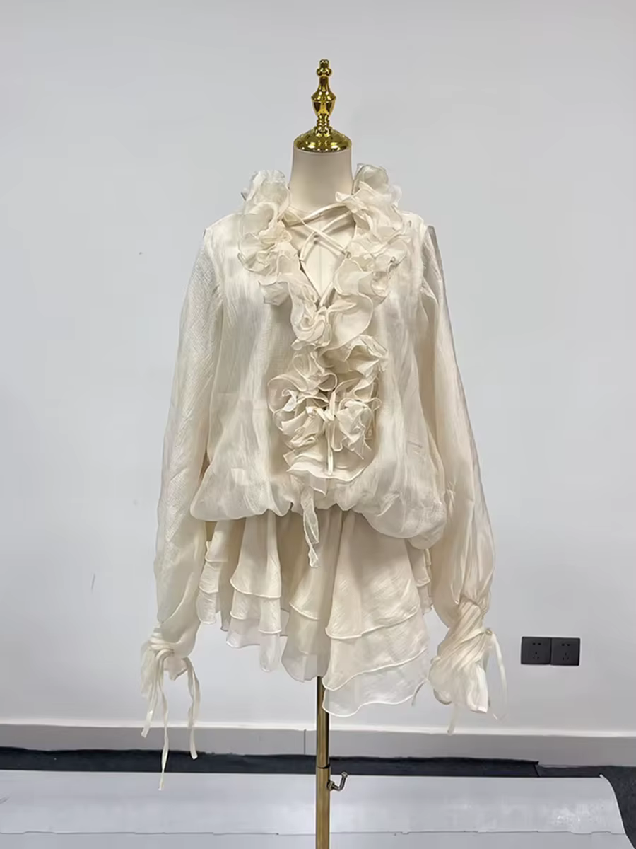 TWOTWINSTYLE – robe ample à fleurs 3D pour femmes, couleur unie, col en V, manches longues, Patchwor