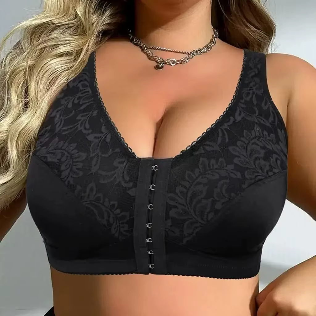 Soutien-gorge minimiseur grande taille 5XL, fermeture frontale sans fil, bonnet complet, dentelle fl
