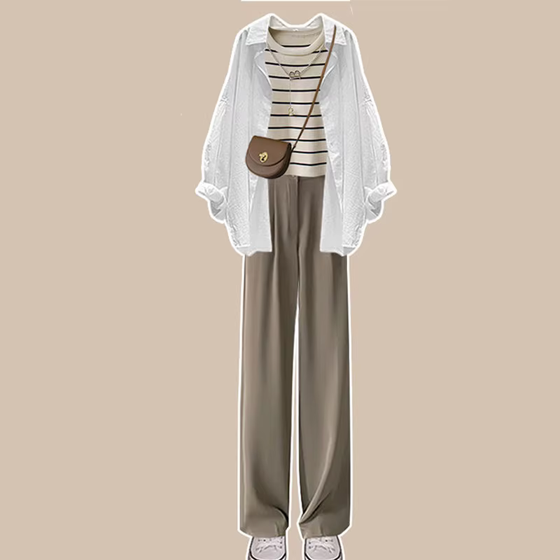Ensemble débardeur en tricot décontracté et pantalon large pour femmes, taille haute, pantalon large