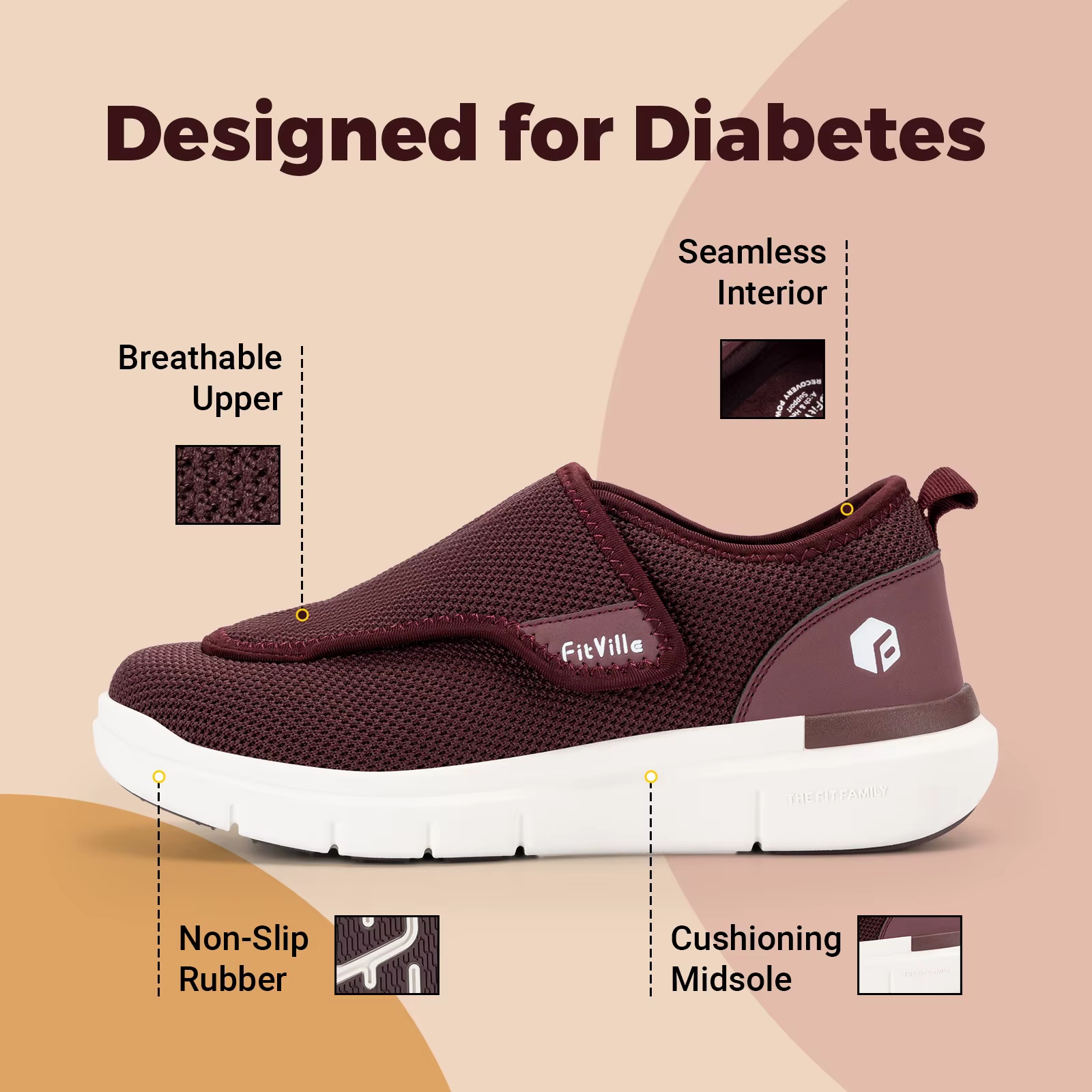 FitVille Chaussures pour diabétiques extra larges pour femmes Chaussures de marche réglables pour pe