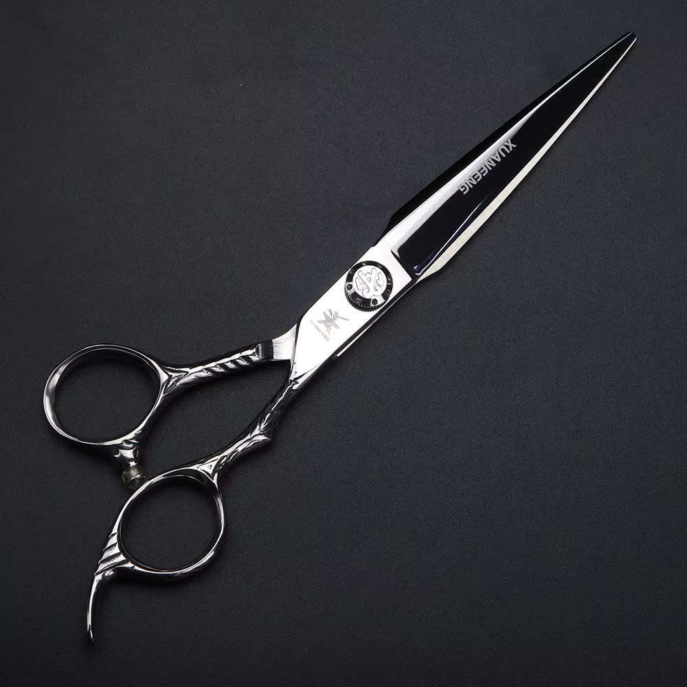 Ciseaux à cheveux XUANTENG en argent de 7 pouces, ciseaux de coiffure en acier 440C et ciseaux à eff